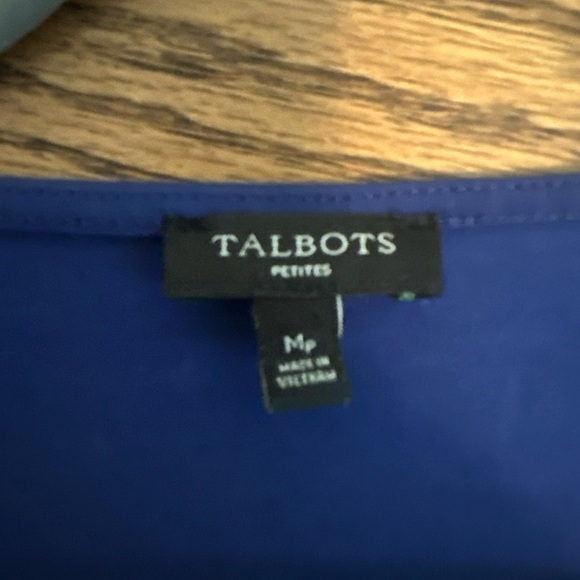 Talbots Navy Ruffle Neck Tank Top - Picture 2 of 5